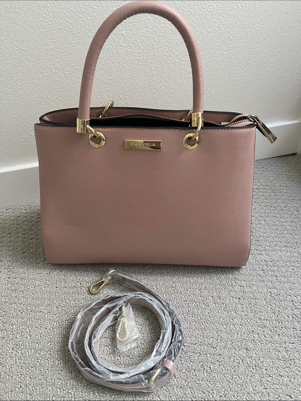 Carvela Blush Pink Structured Satchel with Detachable Strap
